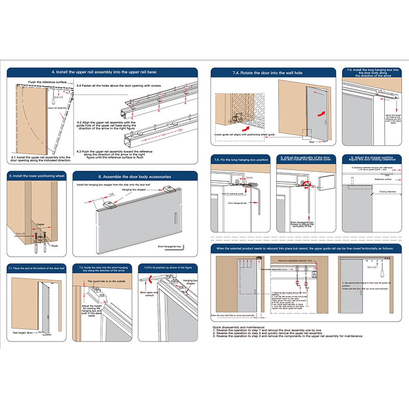 Stainless Steel Track Two-Way Cushioned Pocket Door (Aluminum Frame Door)